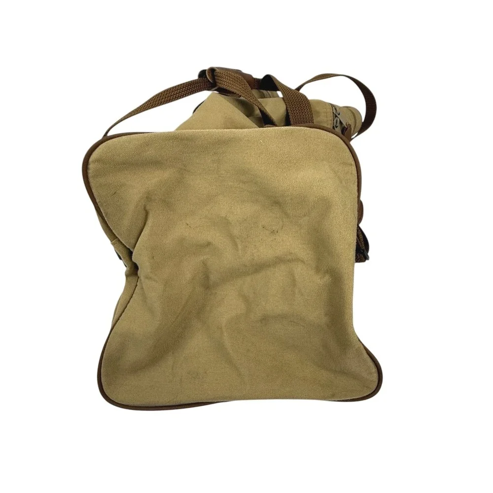 Eddie Bauer Ford Duffel Bag Tan Canvas Travel Gym Weekender‎ Luggage Pocket